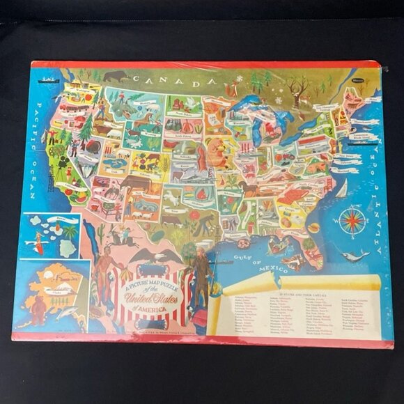Vintage Whitman Publishing A Picture Map Puzzle of the USA #4519 New Old Stock - Picture 1 of 4